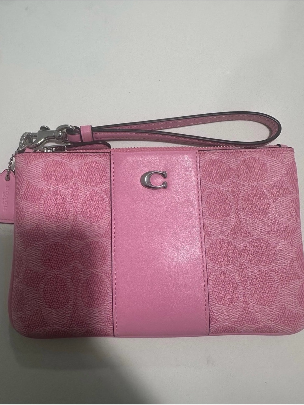 Coach Women's Signature Small Wristlet, Vivid Pink